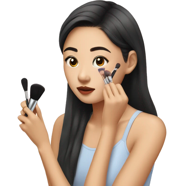 Asian girl putting on make up  emoji