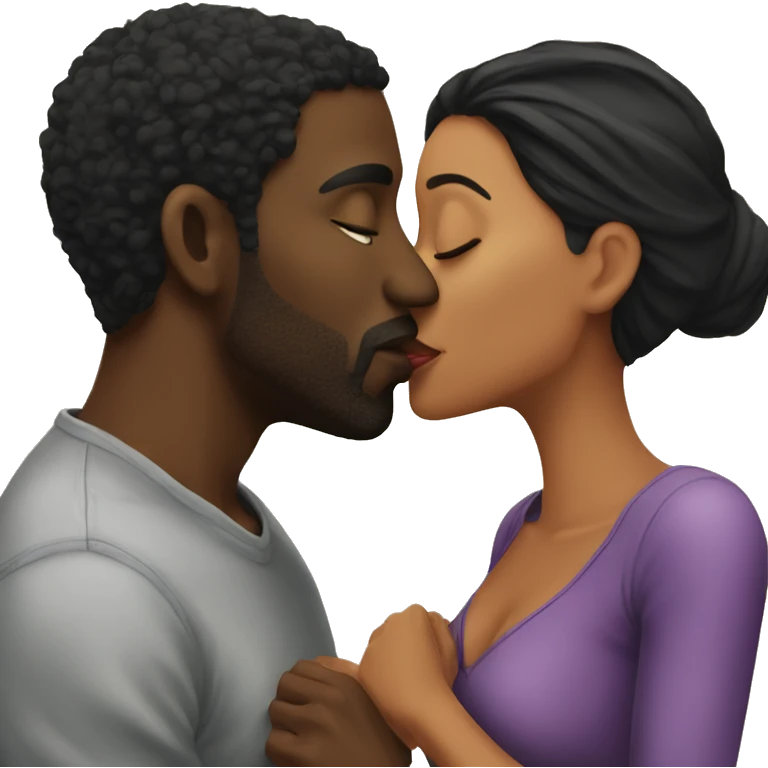 Black man kissing Latina woman  emoji