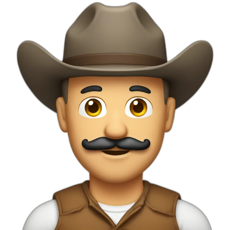 Bald tan Italian man with a Mario mustache and a cowboy hat emoji