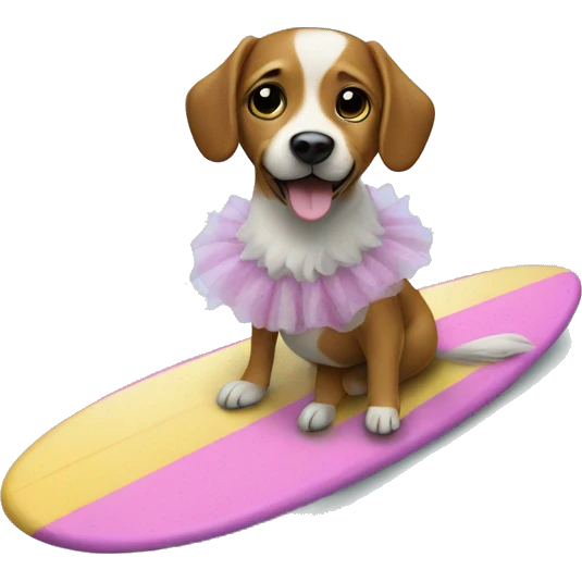 dog surfing in a tutu emoji