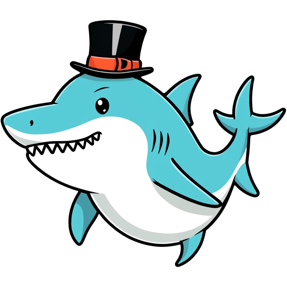 Shark with a top hat emoji
