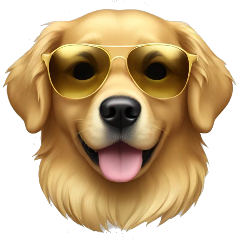 Golden retriever (gold) with sunglasses  emoji
