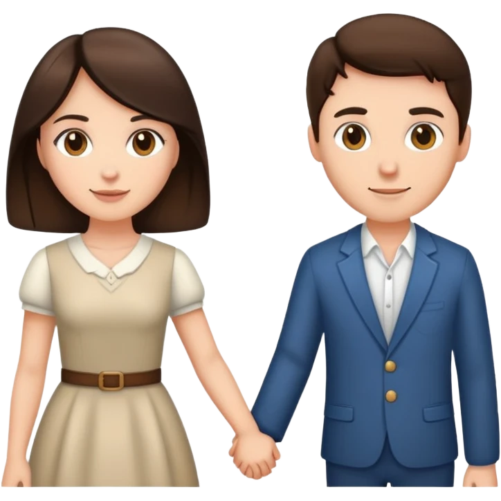 Brunette woman and brunette man holding hands emoji
