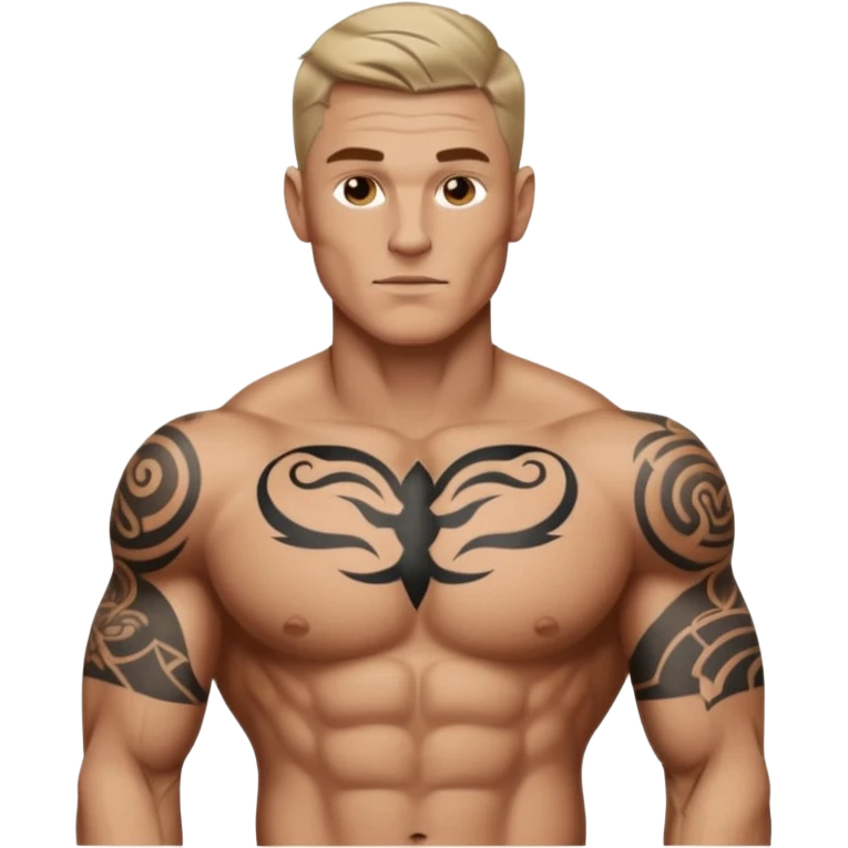 tattoo man, white skintone, more highlight the tattoo, body builder, heavy tatto0s on fully chest, more tattoos on the body, more visible tattoo, big tattoos, tattoos on face. emoji