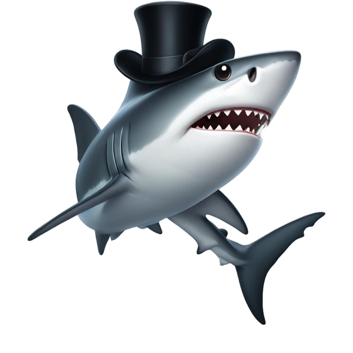 Shark with a top hat emoji