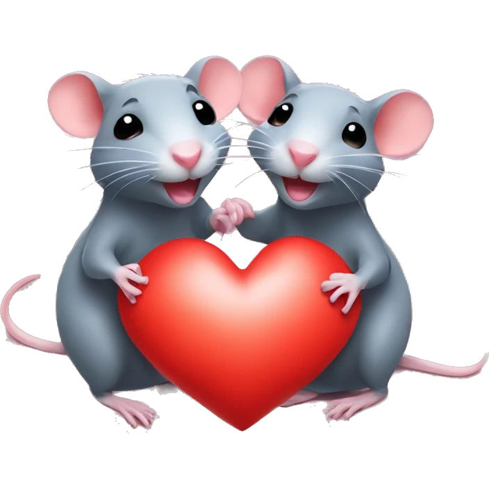 two rats in love holding heart emoji