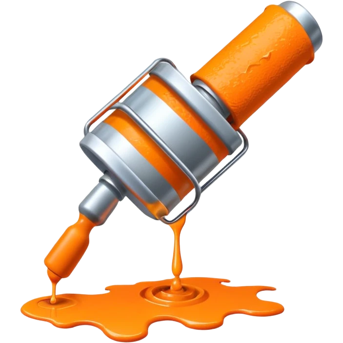 paint roller with orange paint on it emoji