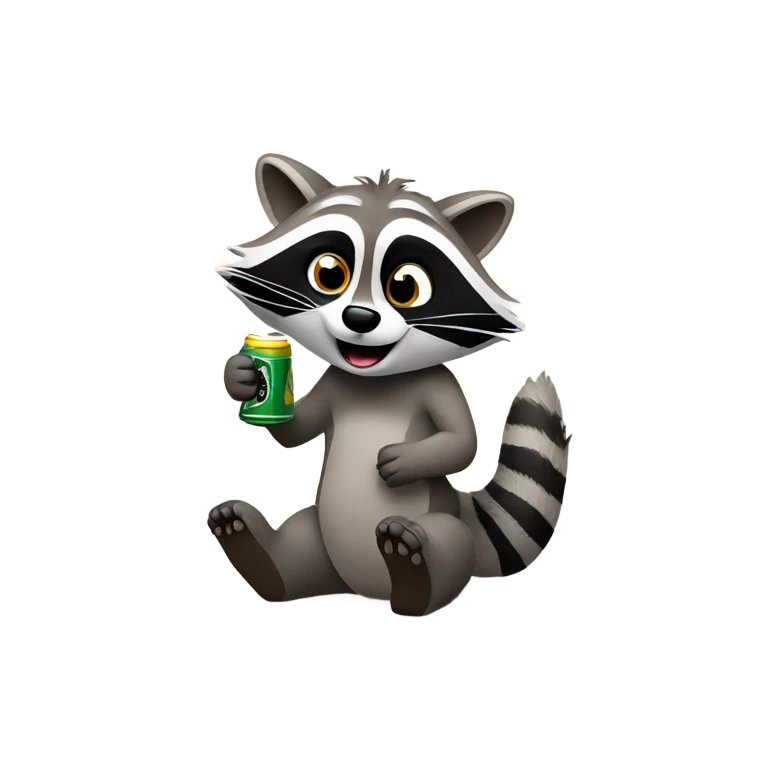 Raccoon drinking beer emoji