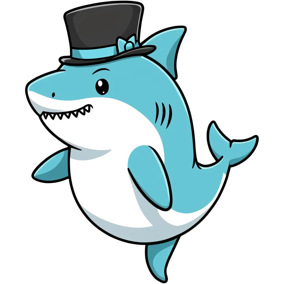 Shark with a top hat emoji