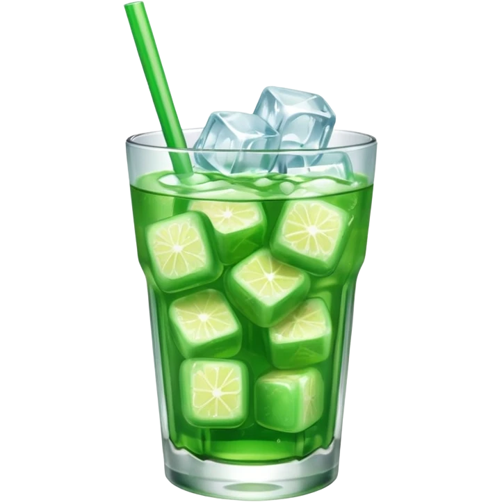 Japanese cream soda green on a glass with ice emoji