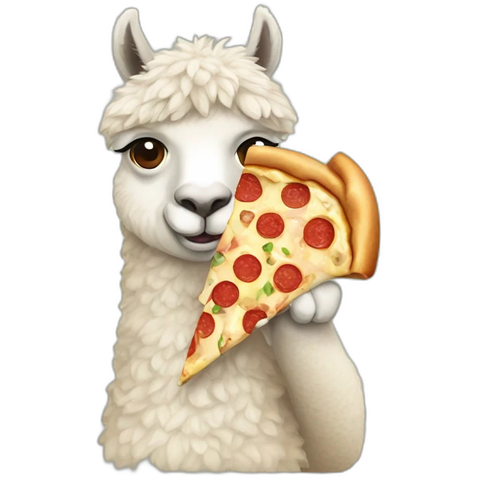 Alpaca eating pizza emoji
