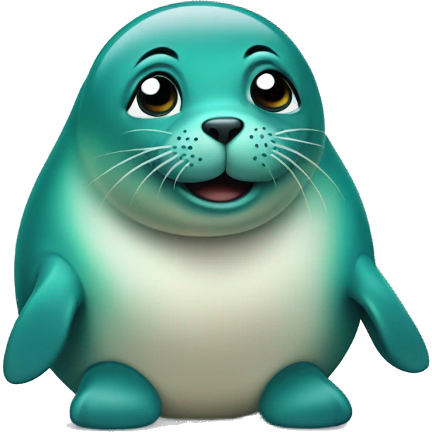 teal-coloured seal posing emoji