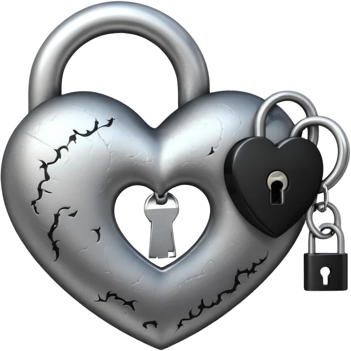 emo heart with crescent moon and black lock emoji