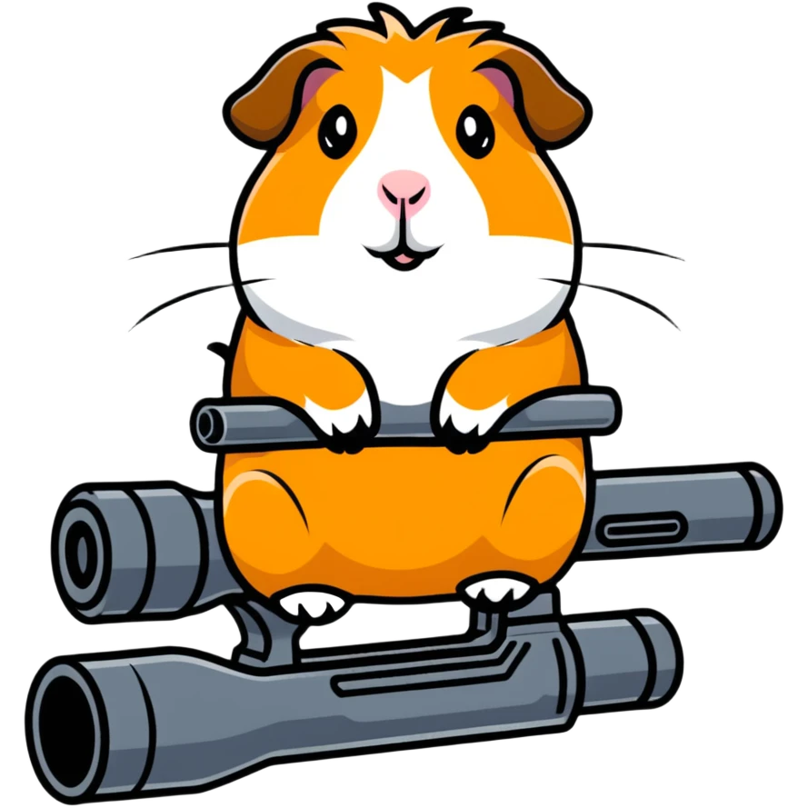 Gunnie pig on top of a gun emoji
