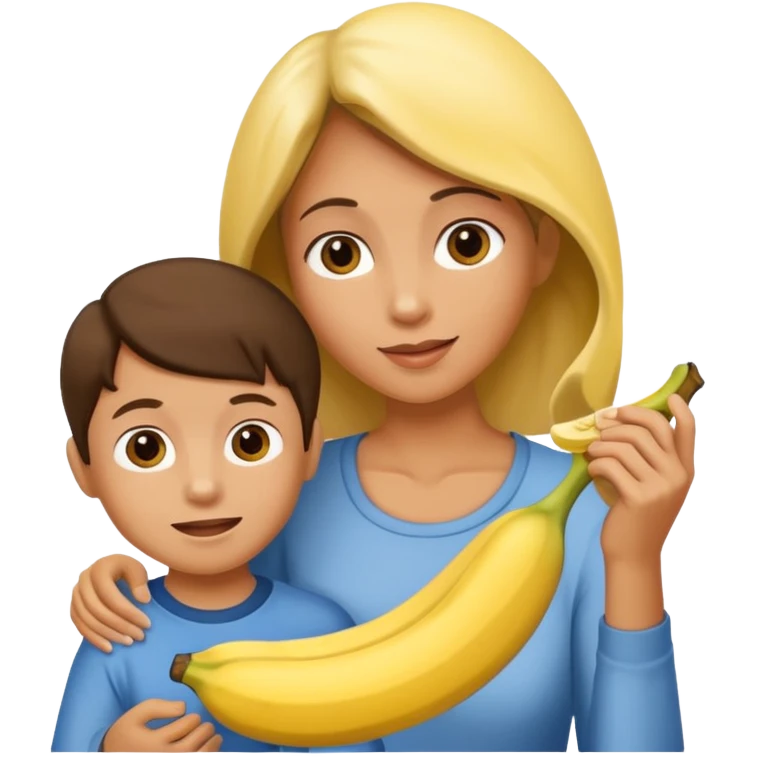 create a mother and boy mother giving banna to his son emoji