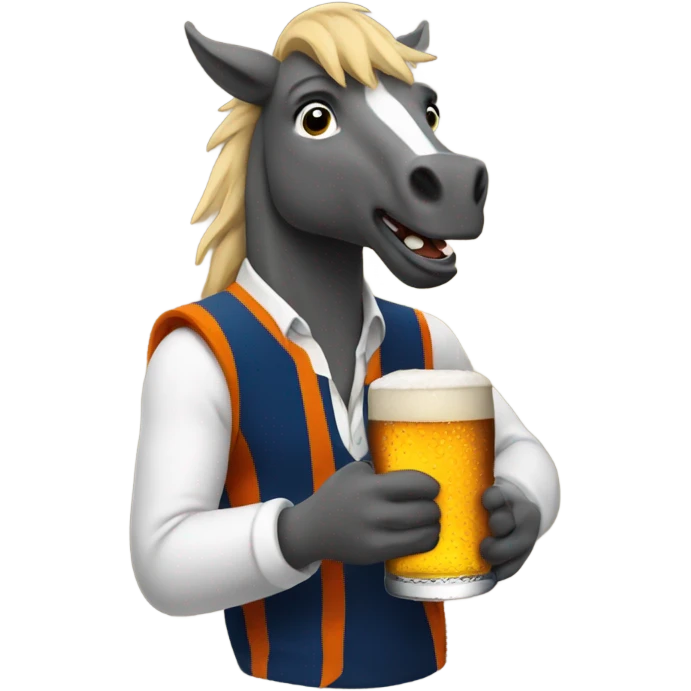 Bronco drinking beer emoji