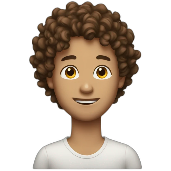 Zach with curly brown hair emoji