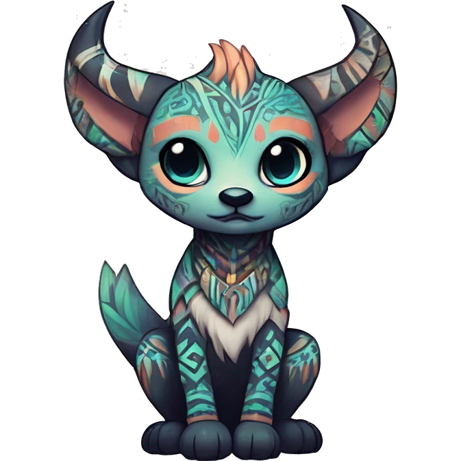 cute Kawaii edgy ethereal shy epic tribal fantasy animal fursona Fionbri creature by griffsnuff & LiLaiRa & Falvie with exotic colors with intricate patterns full body emoji