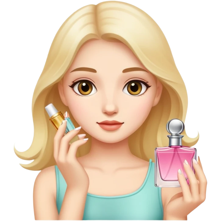 A  bretty girl holding parfum  emoji
