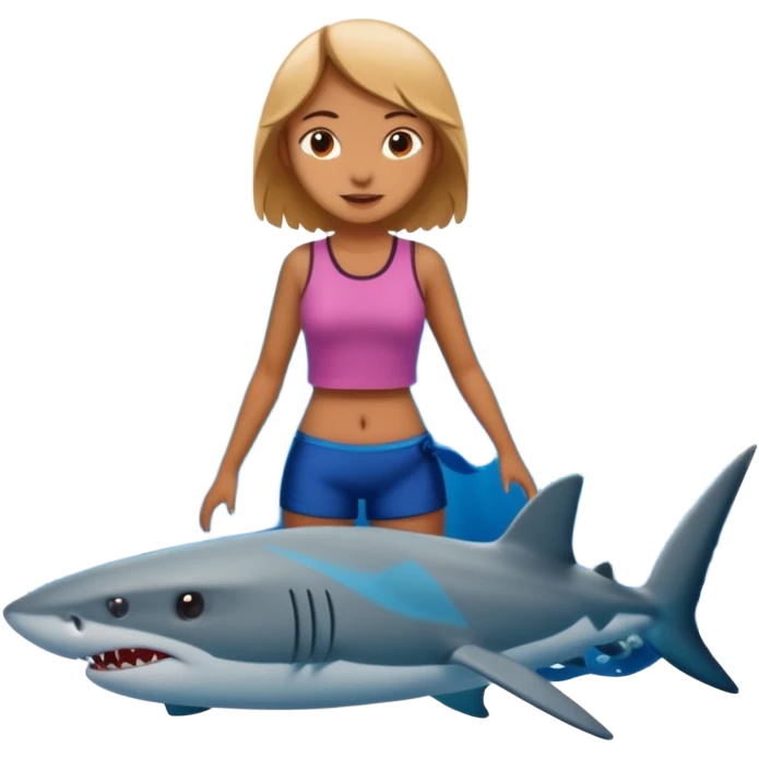 Girl in the ocean surrounded by sharks emoji