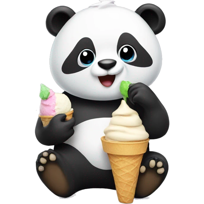Panda eating ice cream emoji