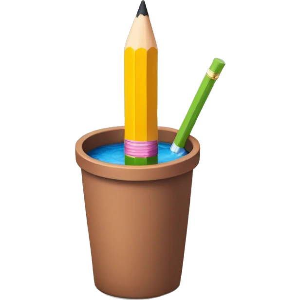 Pencil in a pot irrigated emoji