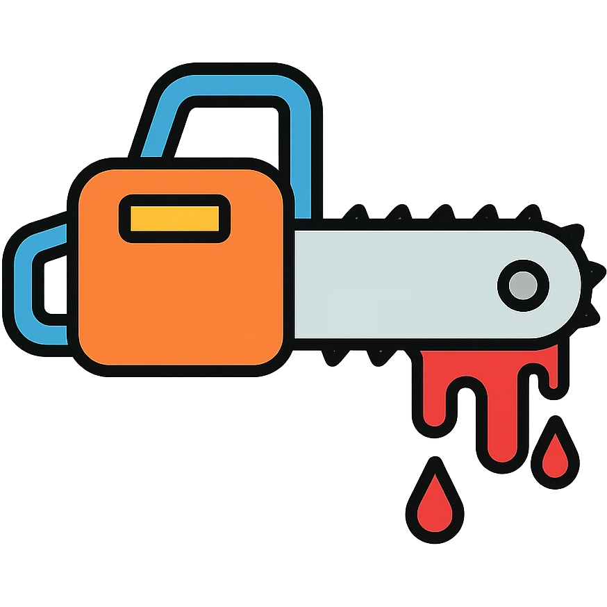 color outline icon of a bloody chainsaw emoji