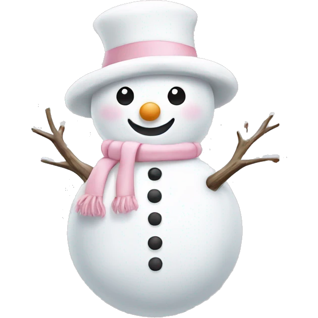 Cute white and light pink snowman emoji