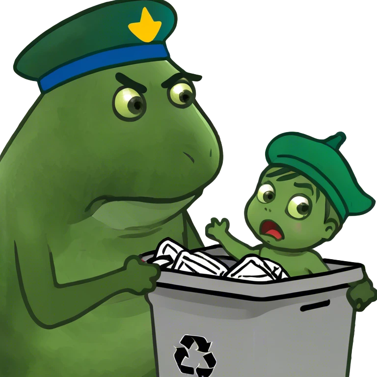  Mom mad throwing baby in trash bin emoji