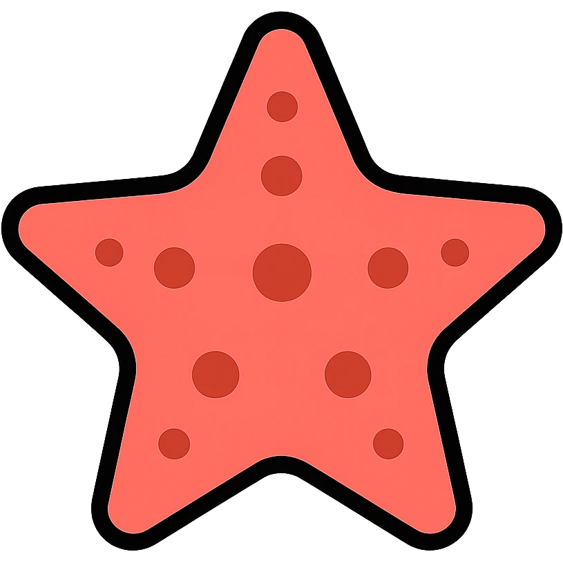 colorful starfish icon with coral pink color and bold outline emoji