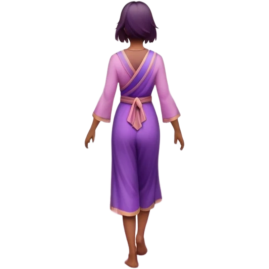 A small figure walks back across a foggy bridge, holding soft pink and purple orbs in each hand—symbolizing compassion and forgiveness. A gentle heart aura trails behind them, showing healing in motion. emoji