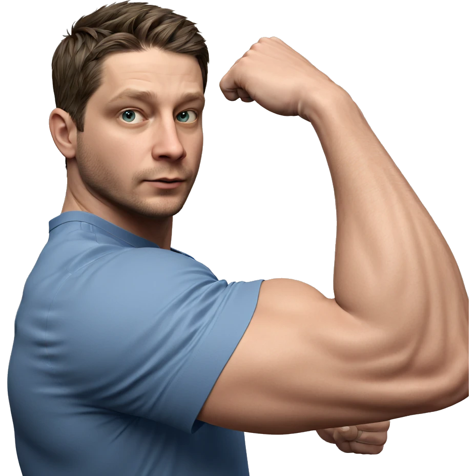 muscular guy in blue shirt emoji