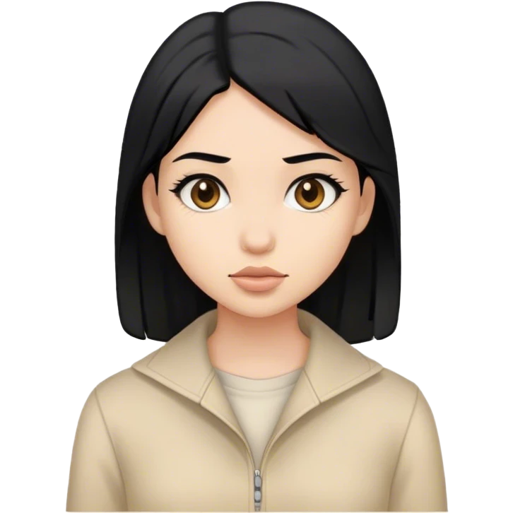 girl with black hair and beige clothes emoji