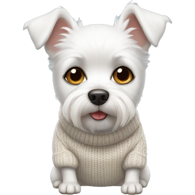 small white dog in a sweater emoji