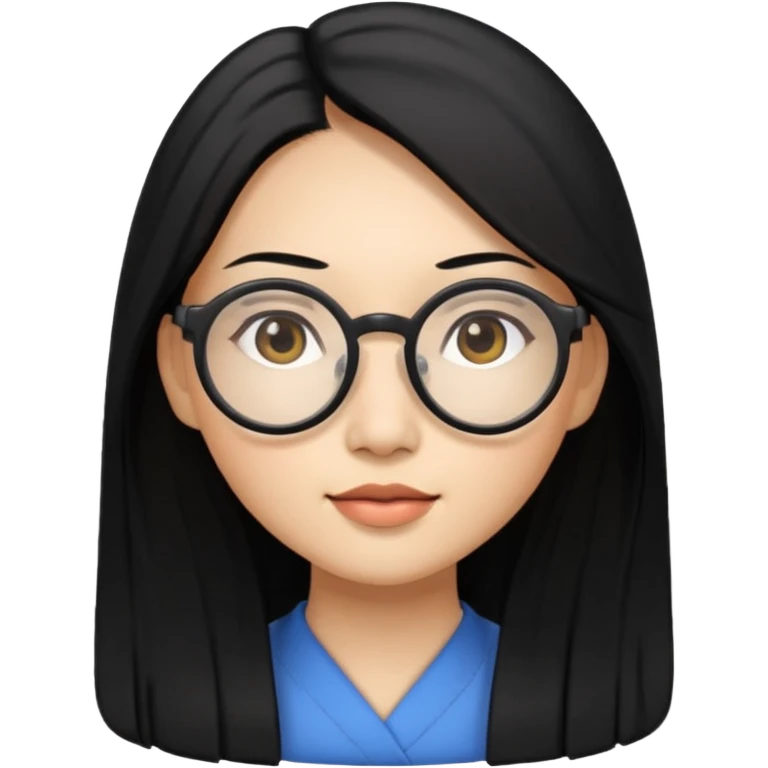 an Asian woman with long hair and round glasses emoji