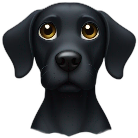 A black dog with a black muzzle with a white spot on his chest. With a long nose and floppy ears emoji
