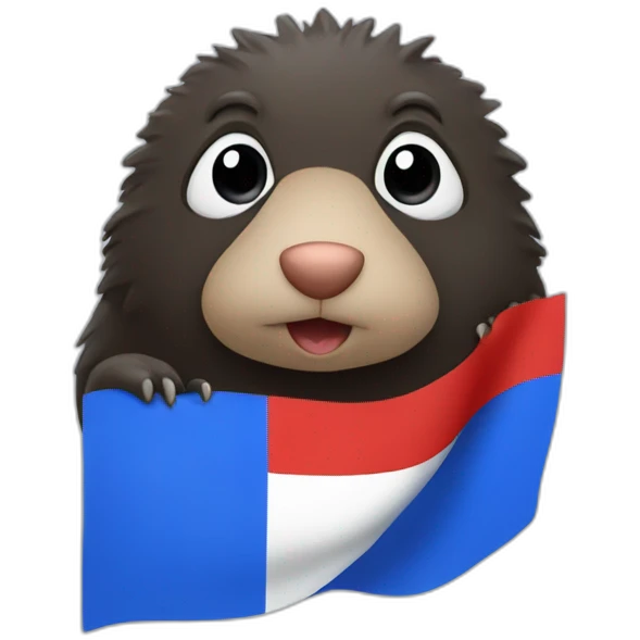 A mole with a blue and red flag emoji