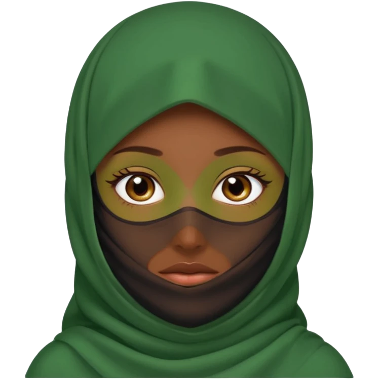 Niqab musli girl chocolate color make the niqab green cover whole face except her eya emoji