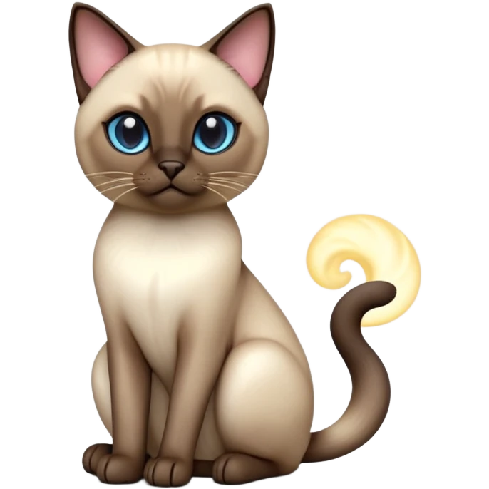 cinematic-[siamese cat]-realistic-full-body-sitting-emoji,-tail-curled-playfully-around-its-paws,-head-tilted-dramatically,-sleek-[siamese]-fur,-simplified-yet-realistic-focused-features,-highly-detailed,-glowing-with-an-almost-sarcastic-glow emoji