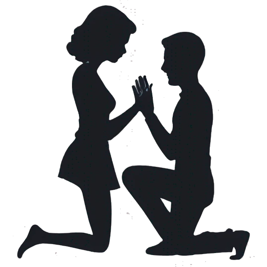 Marriage proposal on knees silhoutee emoji