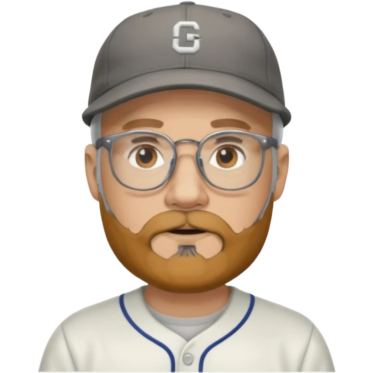male full gray beard glasses and baseball cap emoji