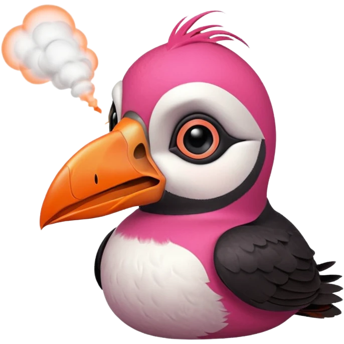 pink puffin angry blow steam nose beak emoji