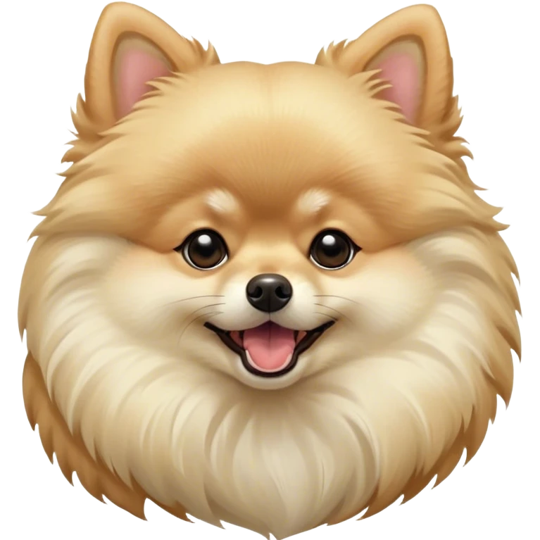 Cinematic Cute Yawning Cream Pomeranian Portrait Emoji, Head tilted slightly with a dramatic, wide-open yawn, showcasing a soft, fluffy cream Fur with gentle highlights, floppy ears slightly drooping, round dark eyes barely open in drowsy contentment, Simplified yet irresistibly adorable features, highly detailed, glowing with a soft, cozy glow, high shine, relaxed yet expressive, stylized with a touch of whimsy, bright and endearing, soft glowing outline, capturing the essence of a sleepy yet affectionate companion, so drowsy it feels like it could stretch right out of the screen and curl up for a nap! emoji