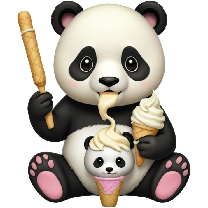 Panda eating ice cream emoji