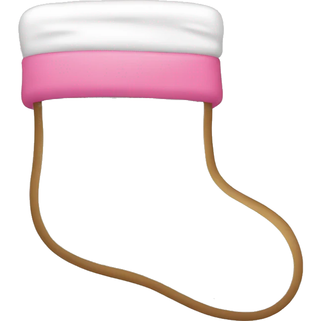 White stocking with pink “A” emoji