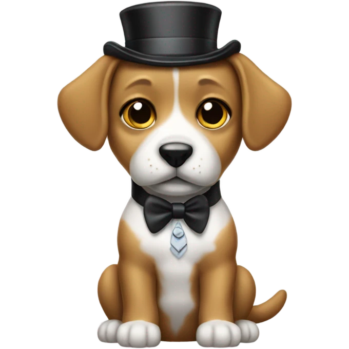 Puppy with monopoly outfit emoji