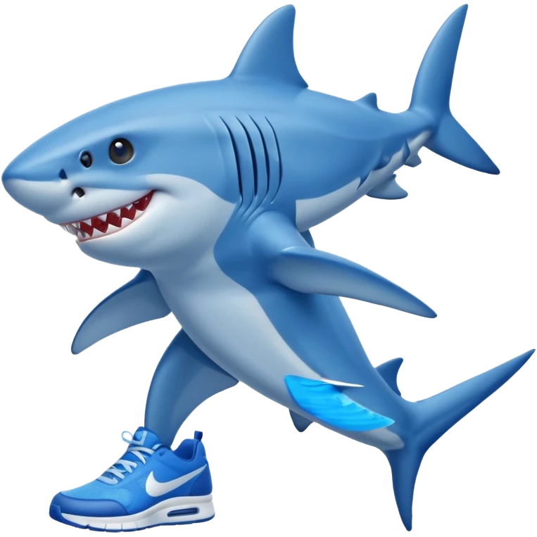 Shark emoji with two legs and blue Nike shoes on his feet emoji