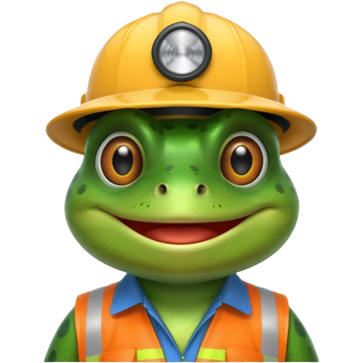 Frog with traffic hat emoji