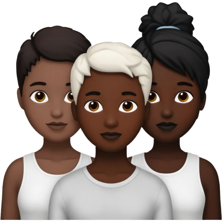 Three friends two black one white emoji