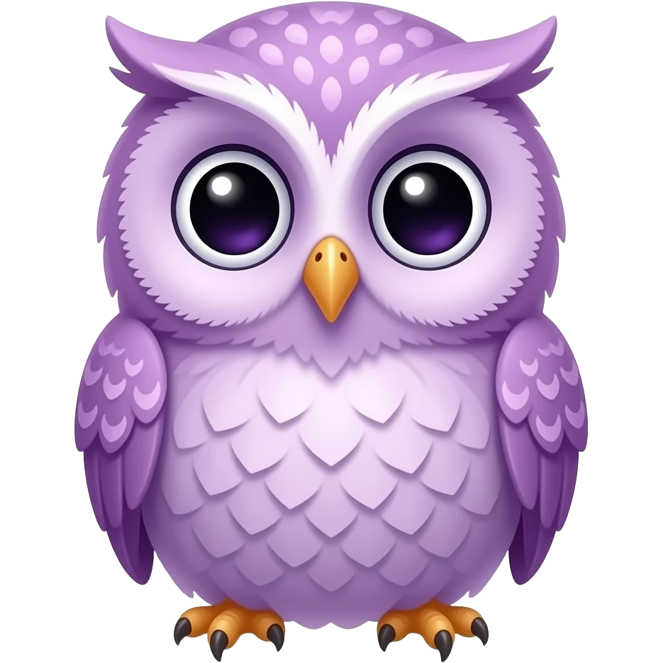 a cute, detailed purple owl emoji